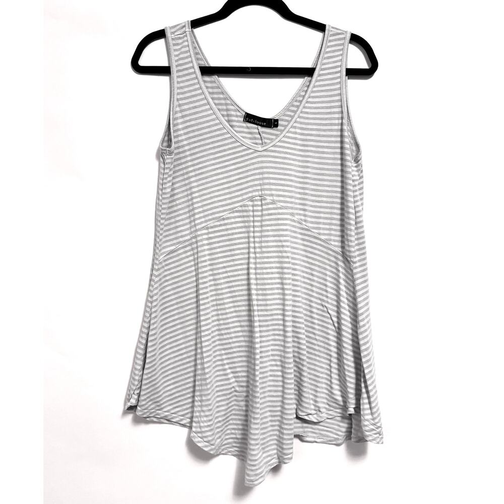 cut loose striped tunic swing tank tencel cotton small medium lagenlook